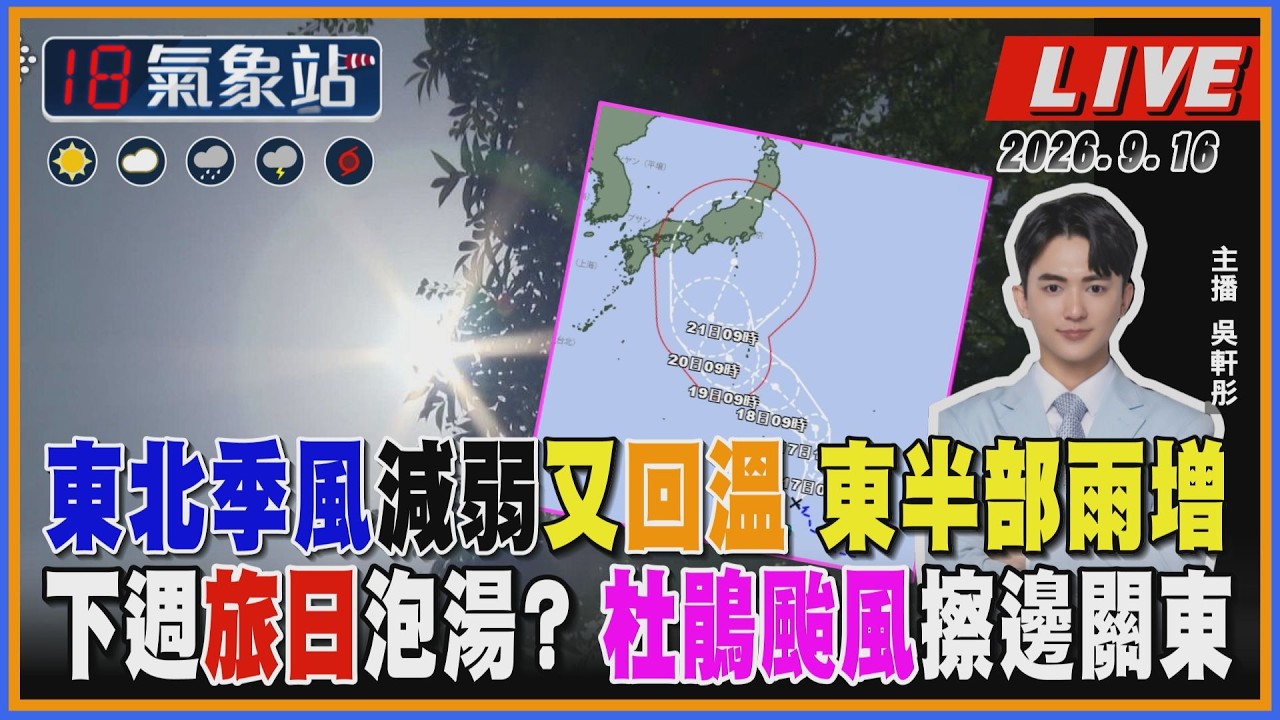 【TVBS18氣象站】東北季風減弱又回溫 東半部雨增 下週旅日泡湯? 杜鵑颱風擦邊關東