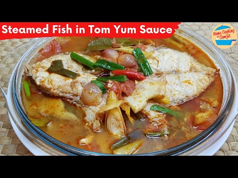 Steamed Fish in Tom Yum Sauce Recipe - ปลานึ่งต้มยำ