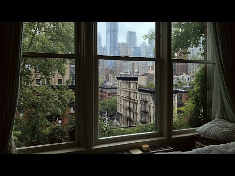 Relaxing Summer Rain In New York City🌧️Calm Rain Ambience For Reading, Sleeping, Etc.
