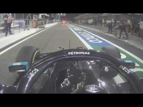 Lewis Hamilton having gearbox problem in the pitlane.