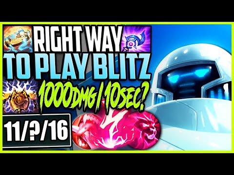 THE RIGHT WAY TO PLAY BLITZCRANK | WTF? 1000DMG R/ 10SECS? | Blitz SUP Unranked to Challenger #11