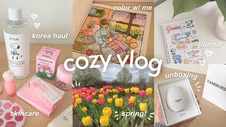 cozy vlog🐇🌷Korea haul, unboxing Sony ZV-E10, color w/ me, journaling, spring weekend diaries˚ ༘♡