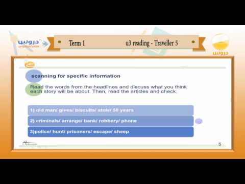 الثالث الثانوي | الفصل الدراسي الأول | الانجليزية | u3 reading traveller 5