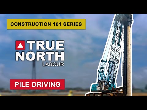 Part of a video titled Pile Driving | The Essential Role in the Construction Industry - YouTube