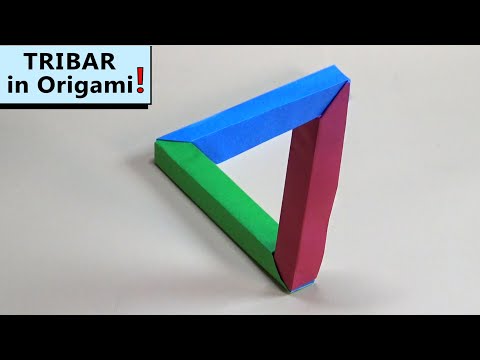 How to make the TRIBAR in Origami!🔺 3-D IMPOSSIBLE TRIANGLE (Penrose Triangle)