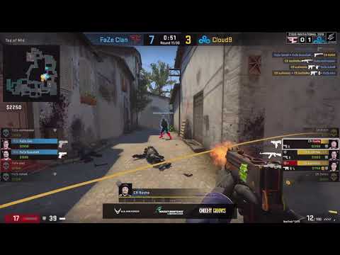 FaZe Rain Incredible P250 1v3 clutch vs Cloud9 [Map2/Inferno] - ELEAGUE CS:GO Invitational 2019
