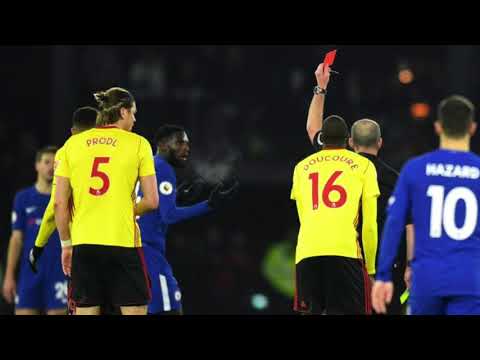 Tiemoue Bakayoko Red Card 30' | Watford vs Chelsea 05/02/2018 HD