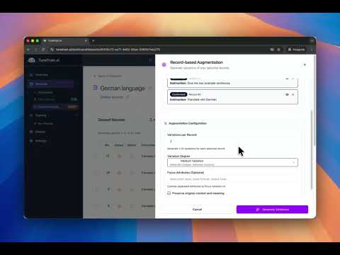 TuneTrain.ai - Create and augment datasets for fine-tuning small language models (SLM).