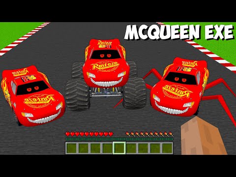 THIS IS REAL MCQUEEN EXE , McQUEEN MONSTER EXE and SCARY SPIDER MCQUEEN EXE in Minecraft - Gameplay