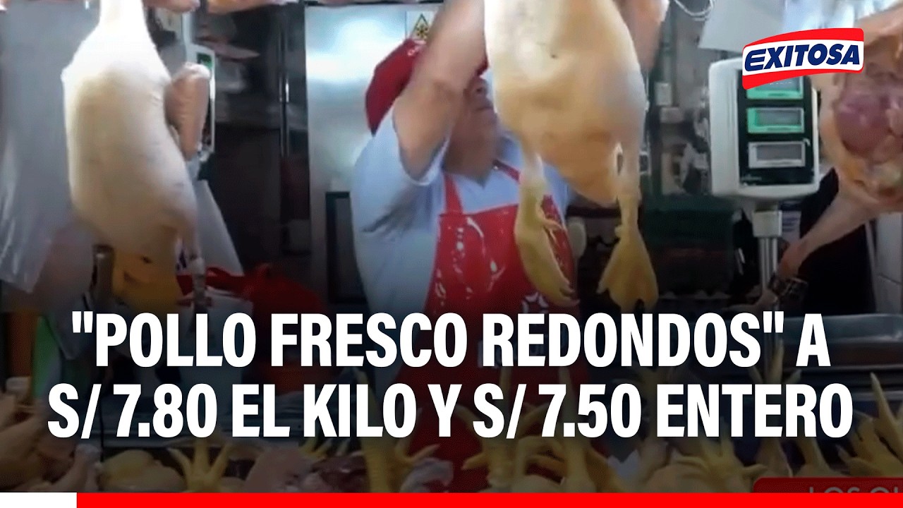 🔴🔵 "Pollo fresco Redondos" se ofrece a S/ 7.80 el kilo y S/ 7.50 entero en el mercado Covida