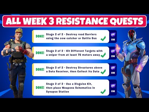 Complete Resistance: Week 3 Quests Challenges Guide - Fortnite Chapter 3 Season 2