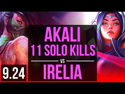 AKALI vs IRELIA (TOP) | 4 early solo kills, 11 solo kills, 500+ games | Korea Challenger | v9.24
