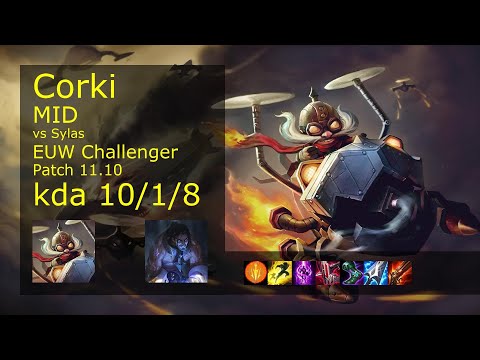 Corki vs Sylas Mid - EUW Challenger 10/1/8 Patch 11.10 Gameplay