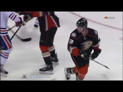 Cam Barker vs Ryan Getzlaf Apr 1, 2012