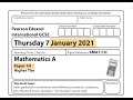 IGCSE Mathematics January 2021 4MA1 1H