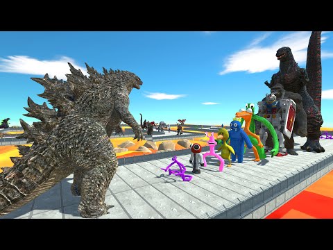 Godzilla vs Rainbow Friends LAVA DEATH RUN - Animal Revolt Battle Simulator