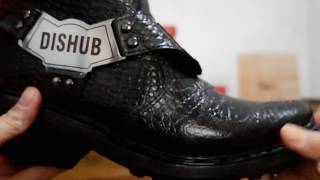 Sepatu Tunggang Pendek Kulit Sapi Logo Dishub