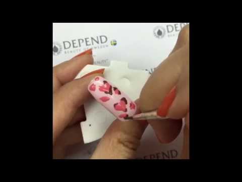 日系豹紋心心 Leopard heart nail art -- Depend gellack