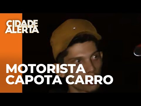 Motorista bêbado capota carro da empresa