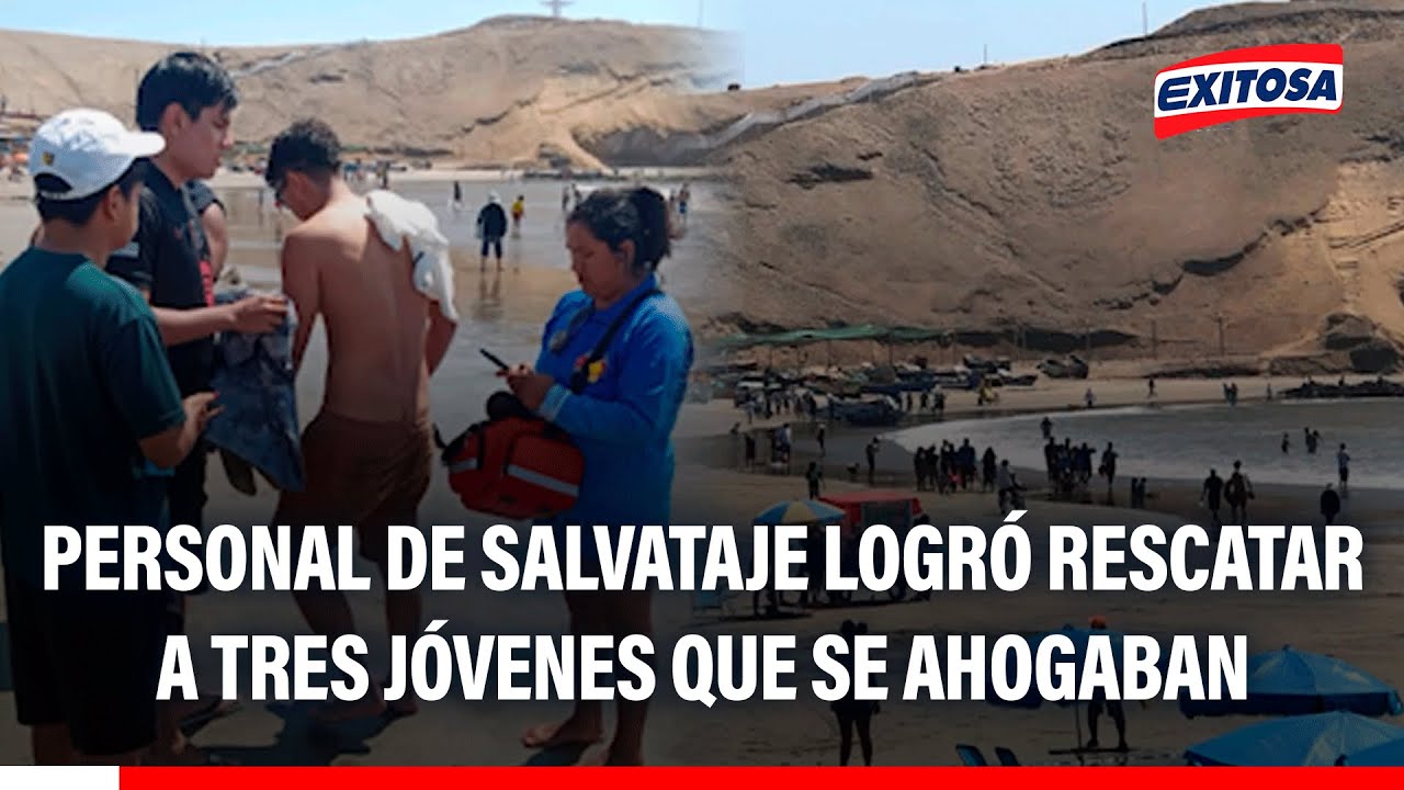 🔴🔵 Personal de salvataje logró salvar a tres jóvenes que se ahogaban en la playa Miraflores