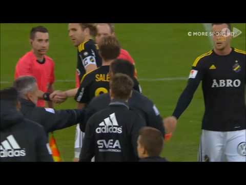 Carlos Strandberg strangles his teammate (Falkenbergs FF - AIK)