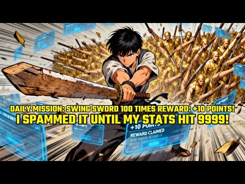 Daily Mission: Swing Sword 100 Times. Reward: +10 POINTS!I Spammed It Until My Stats Hit 9999!