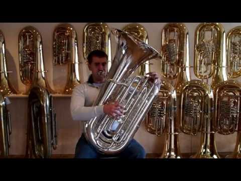 Charles Nickles with a Miraphone tuba CC-1293