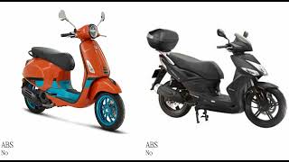 Piaggio Vespa Primavera 125 vs Kymco Agility 125 Test specification comparison