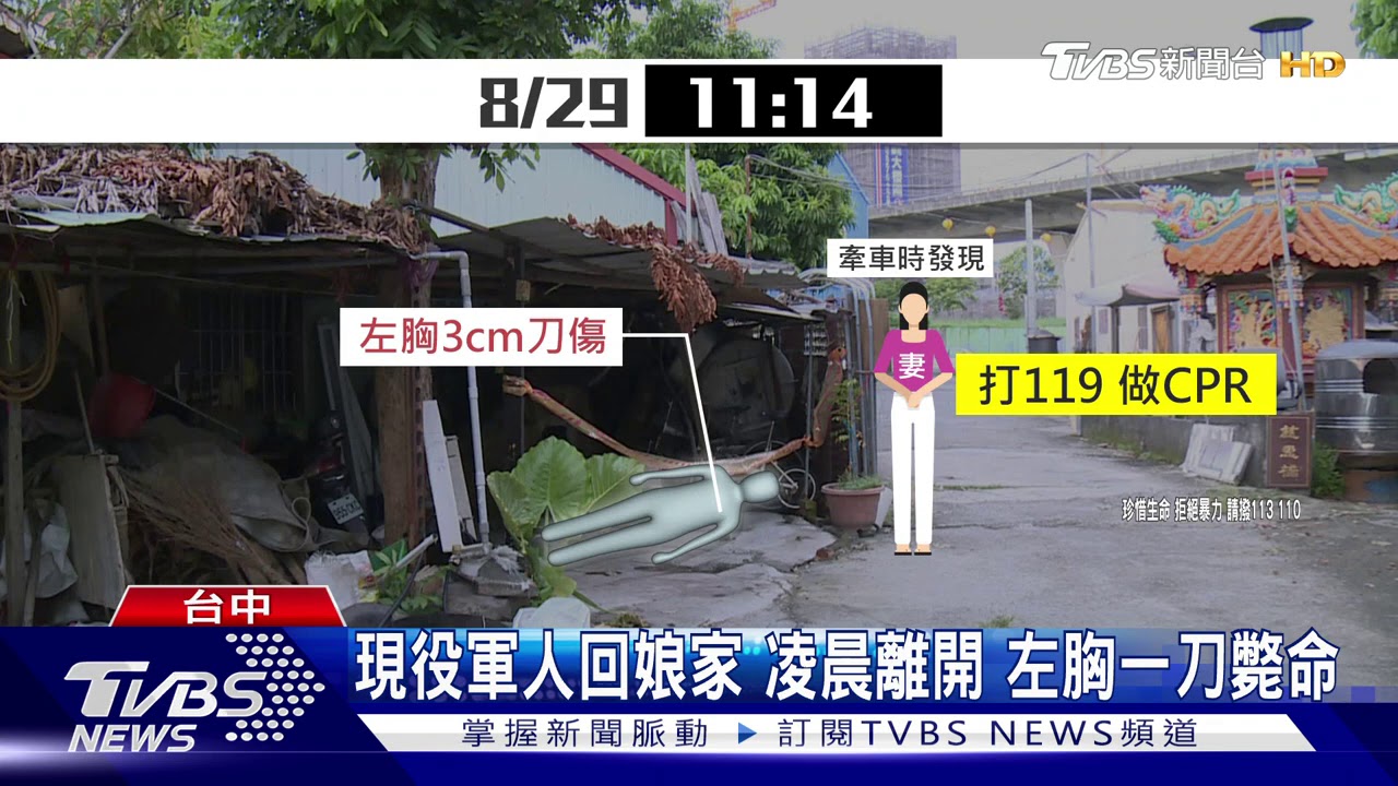 現役軍人回娘家凌晨離開 左胸一刀斃命