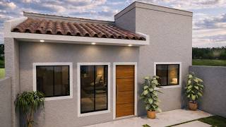 Casa Pequena e Moderna com Telhado Cerâmico | Fachada Simples, Elegante e Funcional!!!