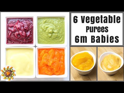 6 Vegetable Puree for 6 Months Baby | Stage 1 Homemade Baby Food Recipes | Baby Food for 6-12 months