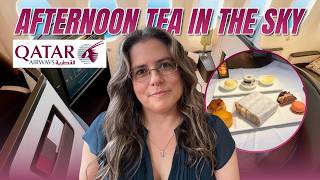 Afternoon Tea Qatar | Qatar Airways Business Class Flight Experience | AFTERNOON TEA In The Sky