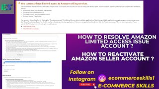 How To Reactivate Amazon Seller Account How To Resolve Amazon Limited Access Issue Big Issue Resolve