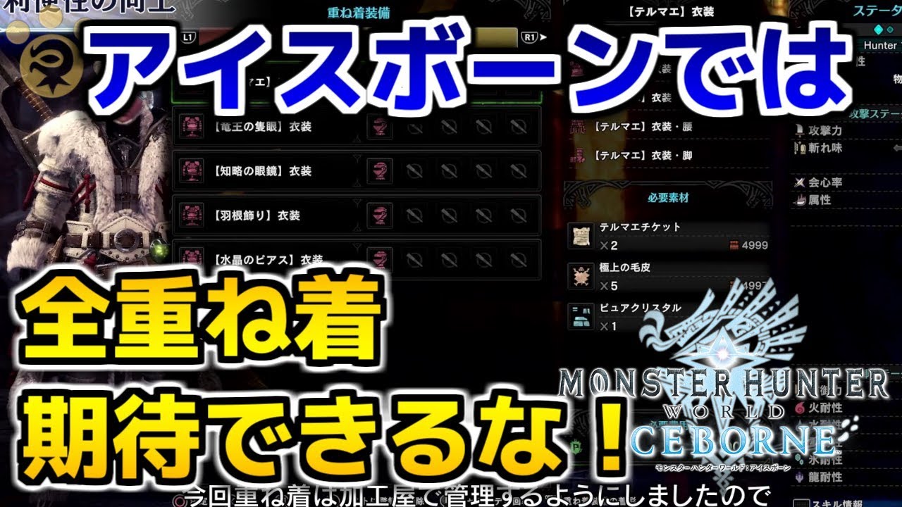 【MHWI】アイスボーンでは全重ね着期待できるな！【アイスボーン】