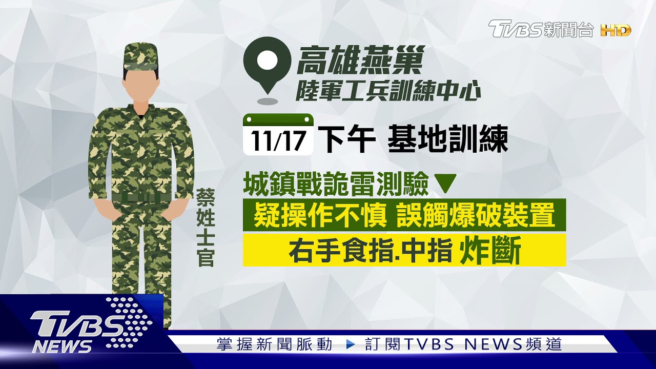 陸軍工兵「詭雷」測驗 士官操作不慎炸斷2手指