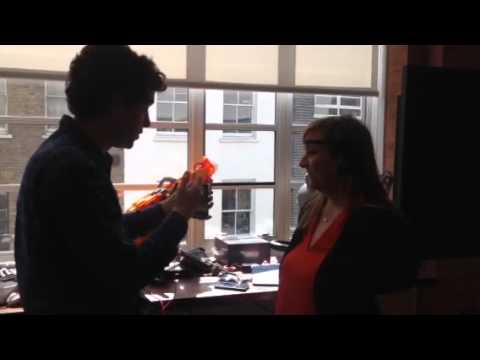 EG's Lisa Pilkington has a go with the mind controlled Nerf Gun