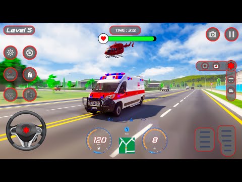 Ambulance Van Emergency Driving 2024 - 911 Helicopter Rescue Flight Simulator Part-1