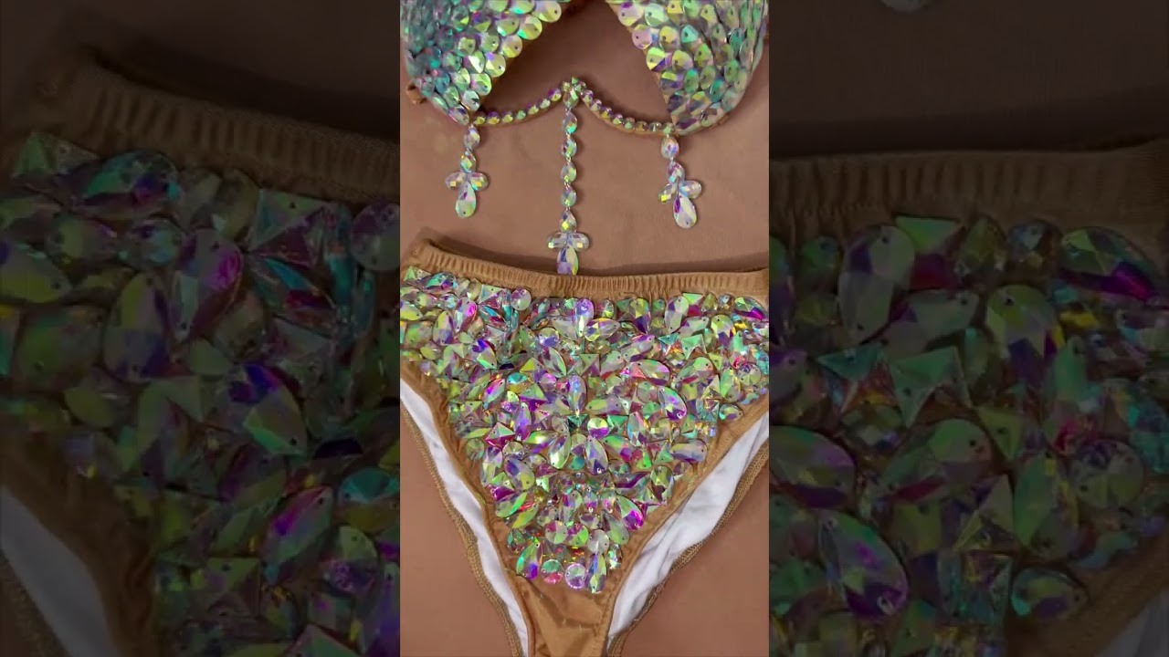 Hand Beaded Belly Dance Samba Costumes  Wire Bra Panty 2 pcs  for Performance Wear EDC Rave Outfit