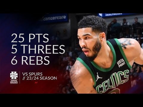 Jayson Tatum 25 pts 5 threes 6 rebs vs Spurs 23/24 season