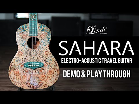 Lindo Sahara STEEL STRUNG Electro Acoustic Travel Guitar | BS3M Mic Piezo Blend Preamp / LCD / EQ / Tuner | Nautical Star 12th Fret Inlay | Graphic Art Finish | 20th Anniversary Special Edition image 13