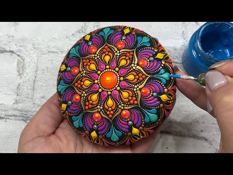 Dot Art Mandala Stone Painting | Real-Time Tutorial | Satisfying Process Rock Art
