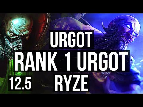 URGOT vs RYZE (TOP) | Rank 1 Urgot, 1.2M mastery, 500+ games, Godlike, 8/3/8 | KR Master | 12.5