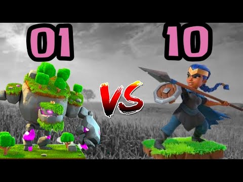 Mountain Golem VS 10 All Heroes #coc #clashofclans #crazygamer