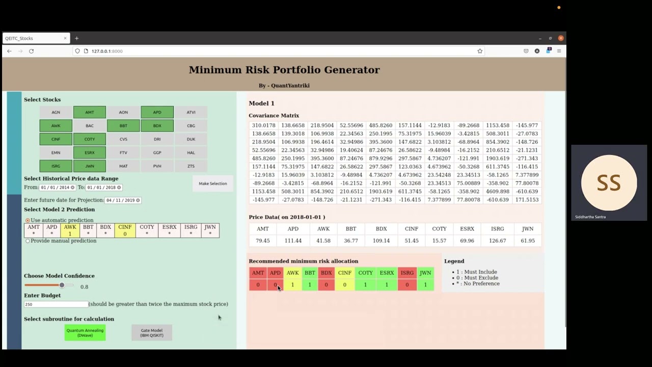 Minimum risk portfolio generator using feedback assisted quantum annealing and QAOA.