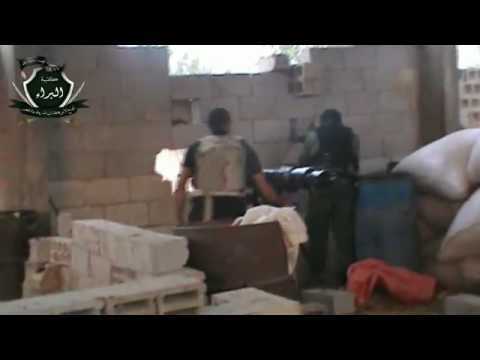 ضرب أحد حواجز جوسية بمدفع B10 من قبل كتيبة البراء في القصير في ريف حمص