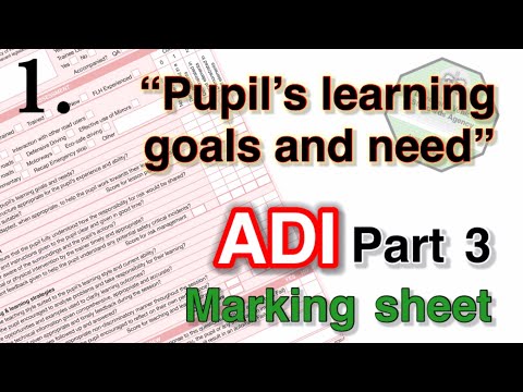 ADI part 3 Marking sheet. Understand marking sheet. 1. Pupil’s goals and needs