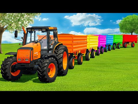LOAD LIME, DIRT, SEEDS, CORN, CARROTS, PARSNIP & TRANSPORT WITH VALTRA TRACTOR - FS22