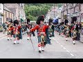 Massed Pipes Drums Parade Through Deeside Town To Start The Ballater Highland Games 2018