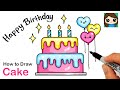 How to Draw a Happy Birthday Cake EASY 🎂🎈