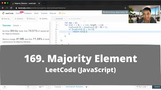 YouTube video 'How to Solve "169 Majority Element" on LeetCode? - Javascript (Hash Table)'